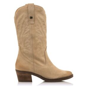 Mustang pour femme. 58964 Bottes en cuir beige Teo - Hauteur du talon 5cm (36), 3 à 5 cm, Aucun, Casuel - Publicité