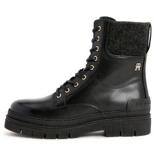 Tommy Hilfiger pour femme. FW0FW07500 Bottes Feutre noir (37), Cuir, 3 à 5 cm, Lacets, Casuel - Publicité