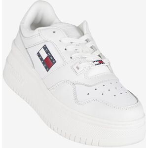 Tommy Jeans Retro Basket Flatf Sneakers in pelle donna con zeppa Sneakers Basse donna Bianco taglia 39