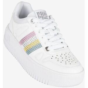 Soprani Sport Sneakers basse donna con platform e strass Sneakers con Zeppa donna Bianco taglia 36