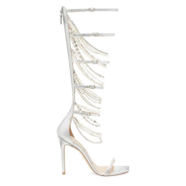 stuart weitzman nudist pearldrop gladiator 110 sandal - donna  argento 37,5