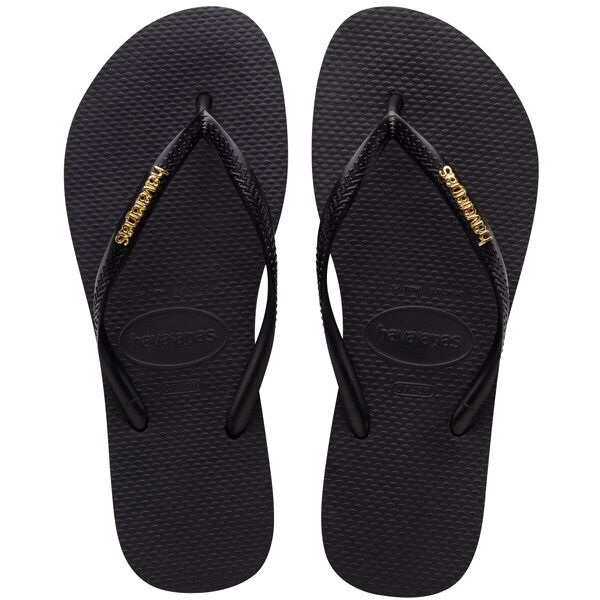 havaianas slim logo metallic - infradito - donna black 39/40 br