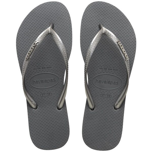 havaianas slim logo metallic - infradito - donna grey 41/42 br