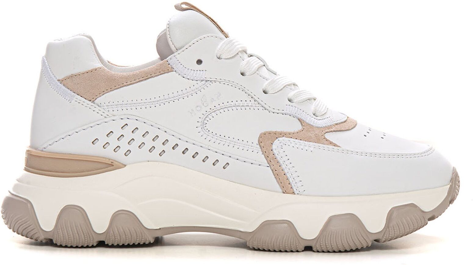 Hogan Sneakers con rialzo allacciata Hyperactive Bianco-beige Donna 37