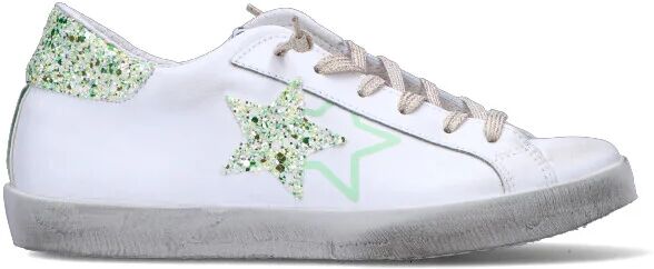 2 STAR Sneaker donna bianca/verde in pelle BIANCO 37