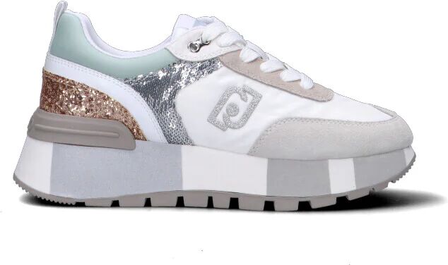 Liujo Sneaker donna bianca/beige/argento/bronzo/acquamarina in suede BIANCO 40