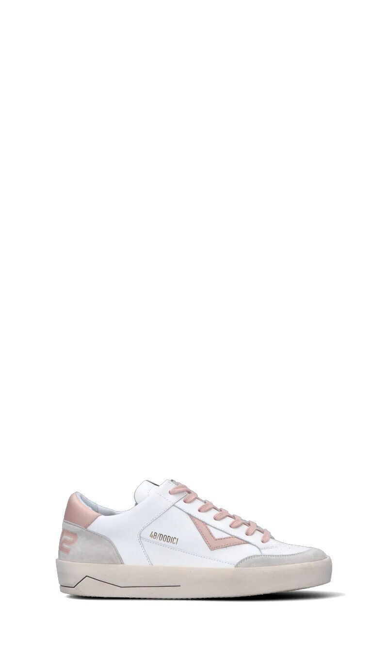 QUATTROBARRADODICI Sneaker uomo bianca/rosa in pelle BIANCO 39