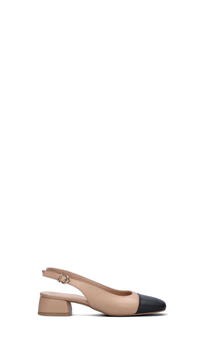 HERSUADE Slingback donna beige/nera in pelle MARRONE 37