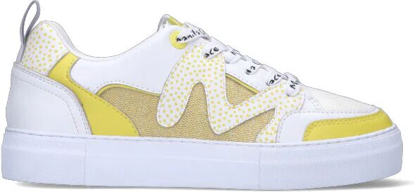 MANILA GRACE Sneaker donna bianca/gialla in pelle BIANCO 36