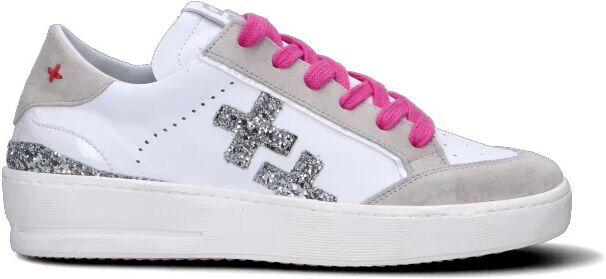 GIO+ Sneaker donna bianca in pelle/beige/fuxia/argento BIANCO 41