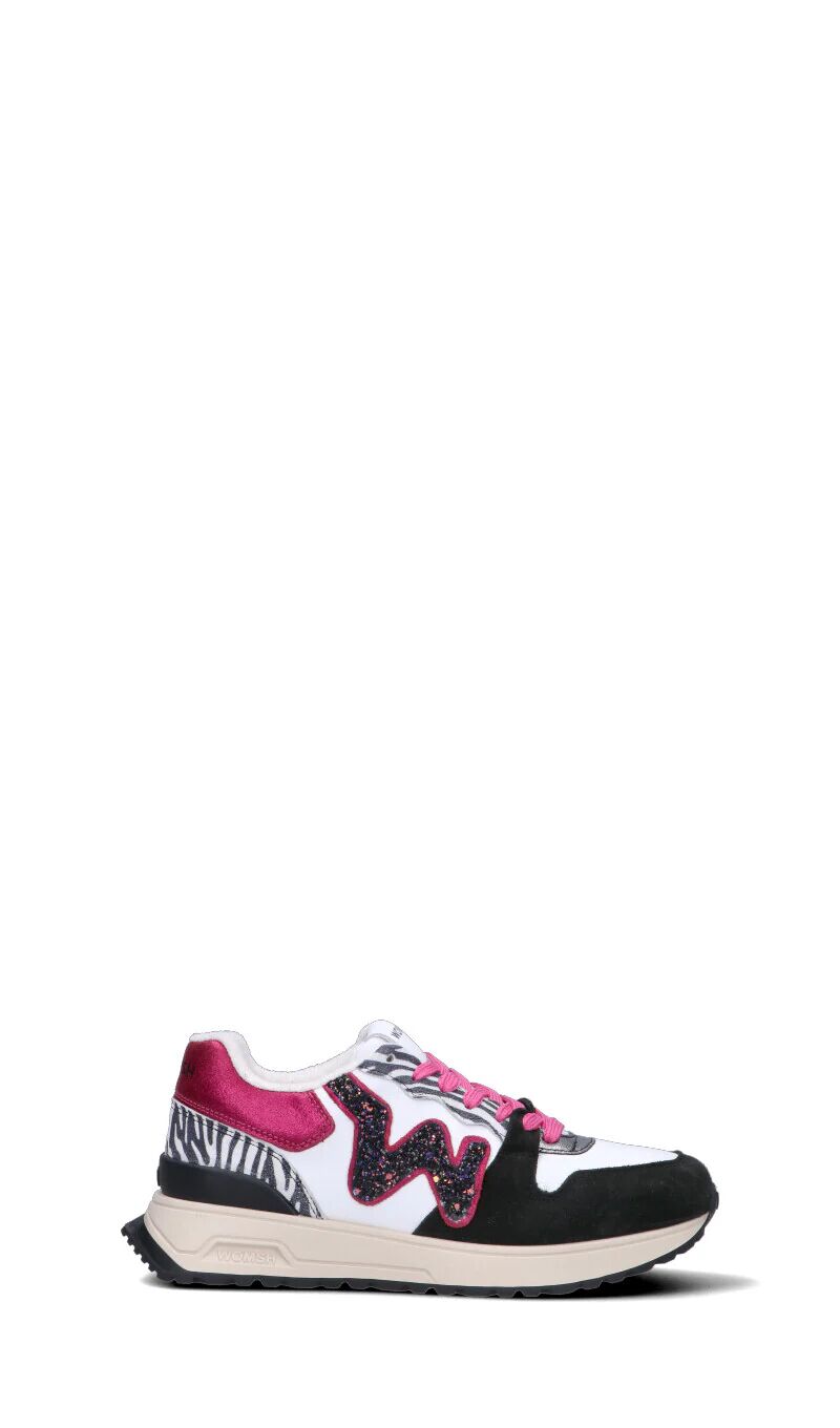 WOMSH Sneaker donna bianca/fucsia/nera in pelle BIANCO 40