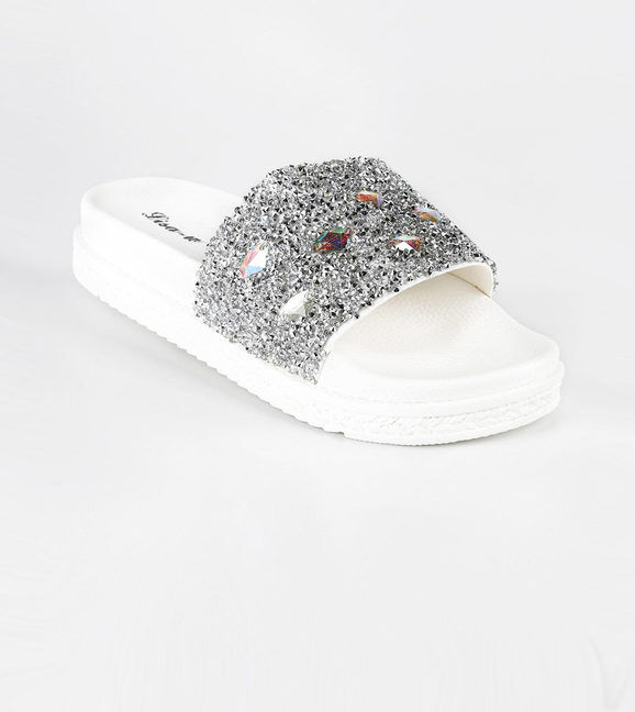 Lisa-W Ciabatte con strass e platform Ciabatte donna Bianco taglia 38