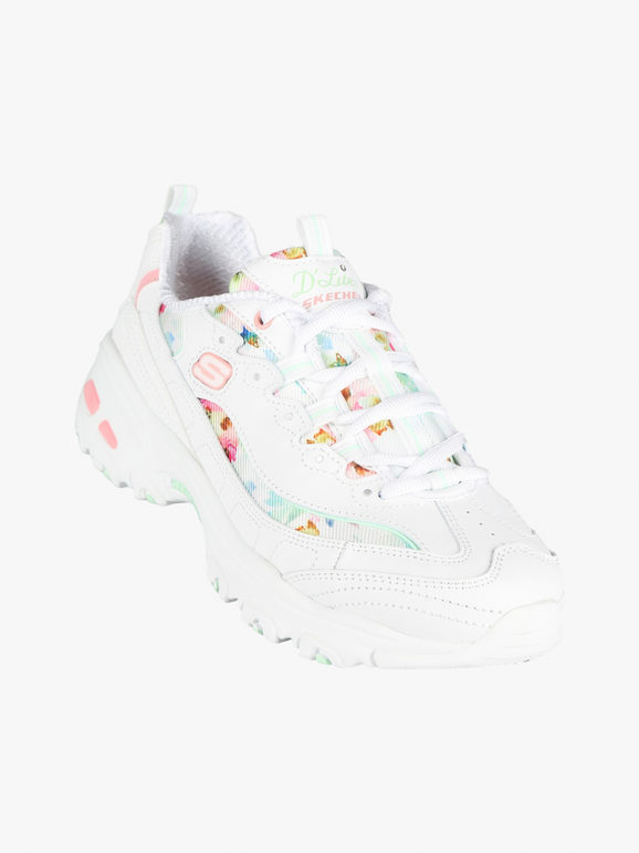 Skechers D LITES Blooming Fields Sneakers in pelle donna con stampa floreale Sneakers Basse donna Bianco taglia 38