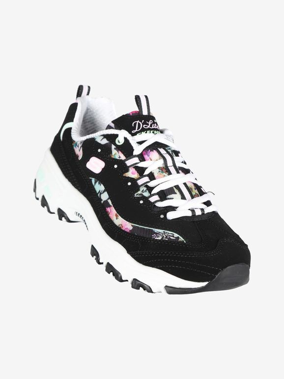 Skechers D LITES Blooming Fields Sneakers in pelle donna con stampa floreale Sneakers Basse donna Nero taglia 37