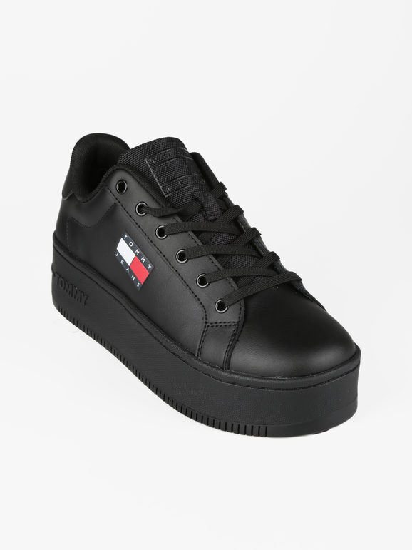 Tommy Hilfiger FLATFORM ESS Sneakers donna in pelle Sneakers con Zeppa donna Nero taglia 39