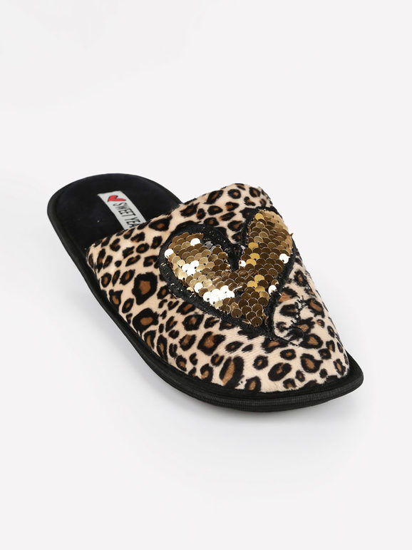 Sweet Pantofole donna animalier Pantofole donna Marrone taglia 38