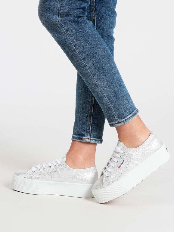 Superga Scarpe in tela donna con platform 2790 LAME Sneakers Basse donna Argento taglia 40