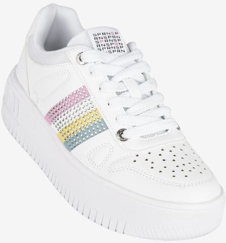 Soprani Sport Sneakers basse donna con platform e strass Sneakers con Zeppa donna Bianco taglia 37