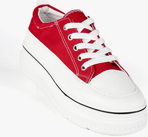 Renda Sneakers donna in tela con platform Sneakers con Zeppa donna Rosso taglia 40