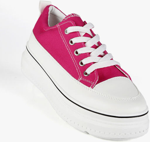 Renda Sneakers donna in tela con platform Sneakers con Zeppa donna Fucsia taglia 38