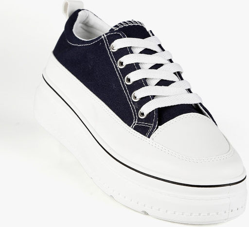 Renda Sneakers donna in tela con platform Sneakers con Zeppa donna Blu taglia 39