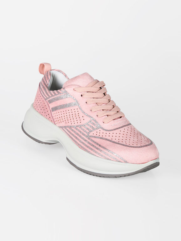 Energy Sneakers donna stringate con zeppa e glitter Sneakers con Zeppa donna Rosa taglia 37