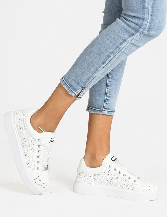 SaraLòpez Sneakers traforata da donna con platform Sneakers con Zeppa donna Bianco taglia 40