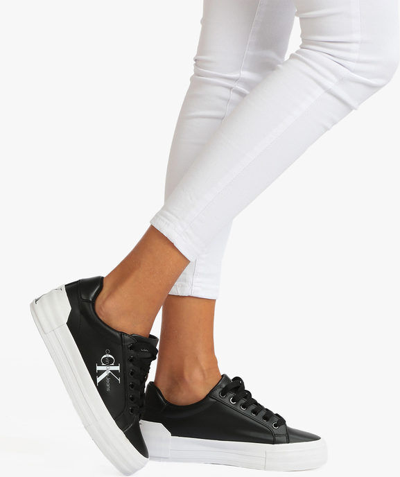 Calvin Klein VULC FLATFORM BOLD Sneakers in pelle donna con platform Sneakers Basse donna Nero taglia 39