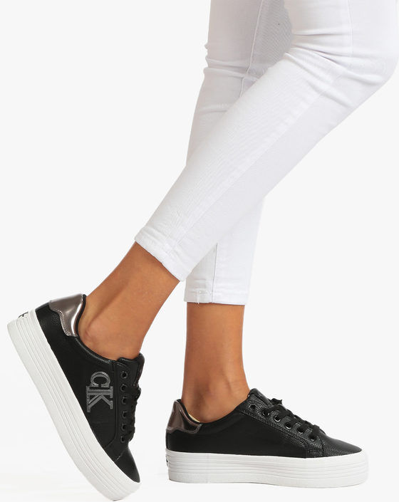 Calvin Klein Vulcanized Flatform Sneakers donna in pelle con platform Sneakers Basse donna Nero taglia 41