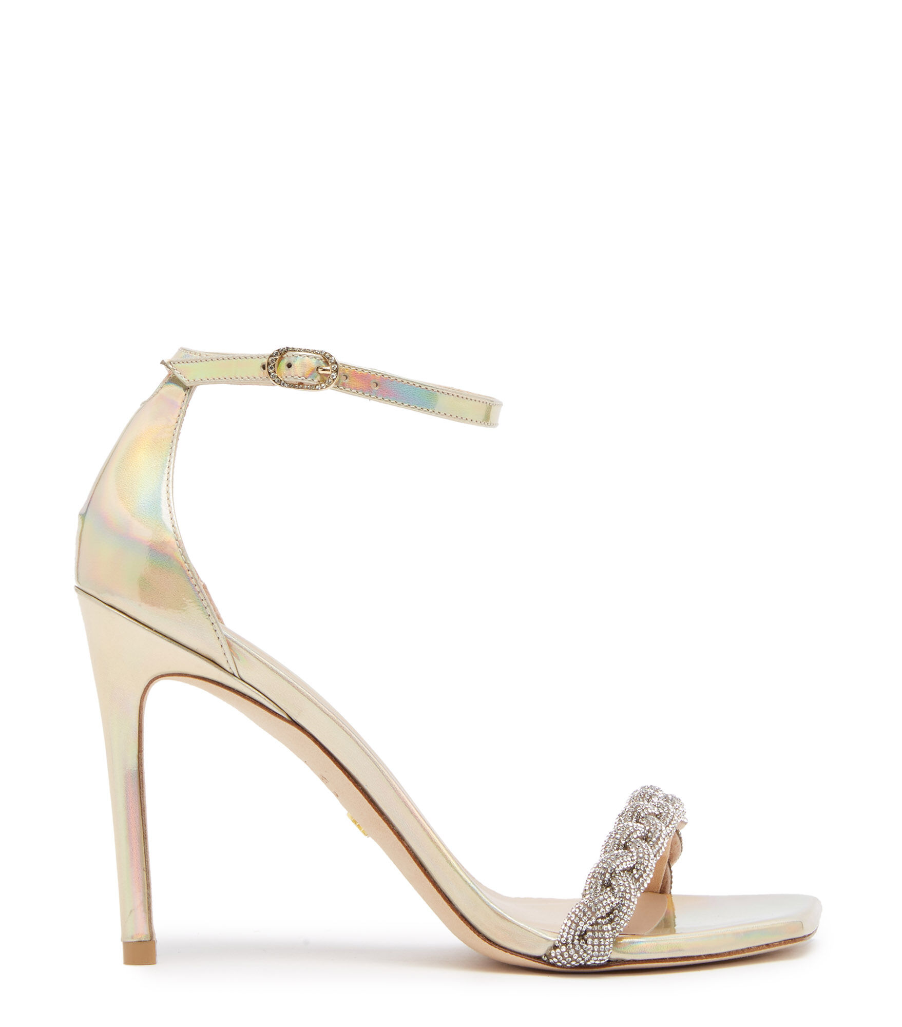 Stuart Weitzman Nudistcurve 100 Highshine Sandal - Donna Sandali Platino 38.5