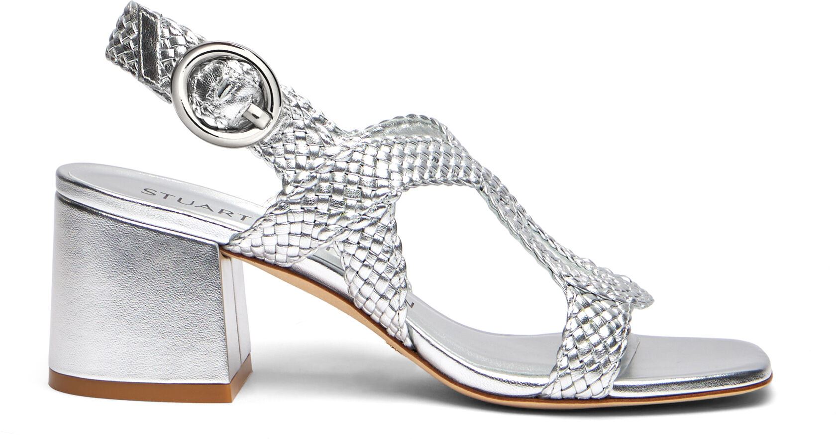 Stuart Weitzman Wovette 60 Slingback Sandal - Donna Sandali Silver 40