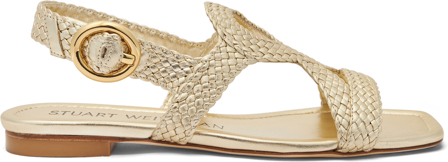 Stuart Weitzman Wovette Flat Sandal - Donna Sandali Light Gold 36