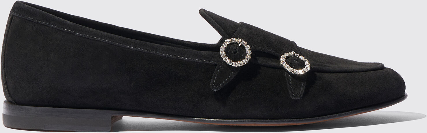 Scarosso Virginia Black Strass - Donna Mocassini Black - Strass Suede 40