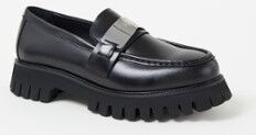 Maje Foroffice loafer van leer - Zwart