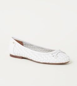 Dune London Hartleys ballerina van gevlochten leer - Wit