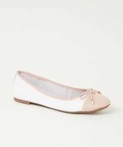 Dune London Hartlyn ballerina met leren details - Wit