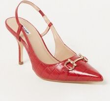 Dune London Click slingback van leer met crocostructuur - Kersenrood