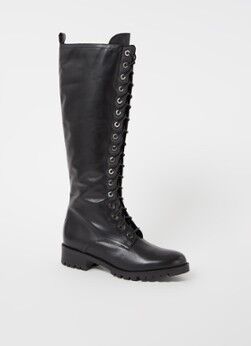 Dune London Tinkerbell veterboot van leer - Zwart