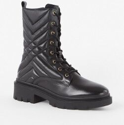 Dune London Paynter biker boot van leer - Zwart