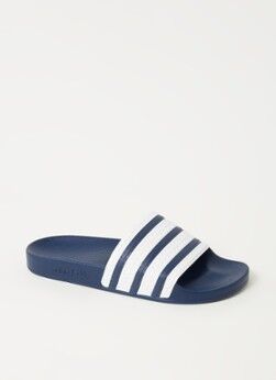 adidas Adilette slipper met streepdessin - Donkerblauw