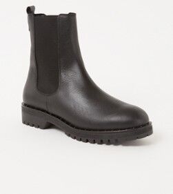 Mint Velvet Greta chelsea boot van leer - Zwart