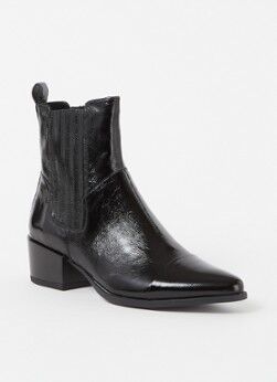 Vagabond Marja chelsea boot van lakleer - Zwart