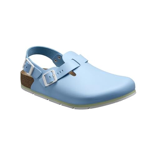 Birkenstock Tokio Pro leren klompen; hoogwaardige vrijetijds- en professionele schoenen voor geneeskunde, gastronomie en service, hemelsblauw, 36 EU Smal