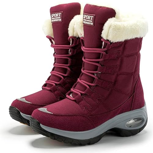 LJXiioo Dames winterlaarzen, antislip wandelschoenen met veters, halfhoge wandelschoenen, wandelschoenen voor buiten wandelen,A,40