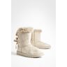 boohoo Gezellige Laarzen Met Strik, Beige 40