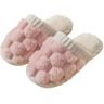 saVgu Colorblock namaakbont pantoffels for dames, warme geruite pluche pantoffels for dames, Colorblock namaakbont pantoffels, damesslippers (Color : Pink, Size : US-5-6)