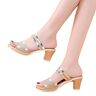 jonam Hoge hakken High Heels Buckle Cool High Heels Summer Casual Open Toe High Heels Ladies High Heels (Color : Gold, Size : 36 EU)