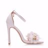 jonam Hoge hakken Crystal Sweet White FlowerDress Wedding Shoes Women Lacing Strap Toe High Heels Floral Sandals (Size : 41 EU)