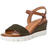 MARCO TOZZI Dames 2-2-28714-20 leren sandaal met sleehak sleehak, kaki kam, 36 EU, Khaki Kam, 36 EU