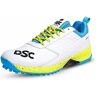 DSC Jaffa 22 Professional Cricket Shoes for Men   Toe and Heel Protection   Multilayer Cushioning   Supersoft and Flexibility   Rubber Outsole   Durability (White/Yellow, Size: EU 41, UK 7, US 8)